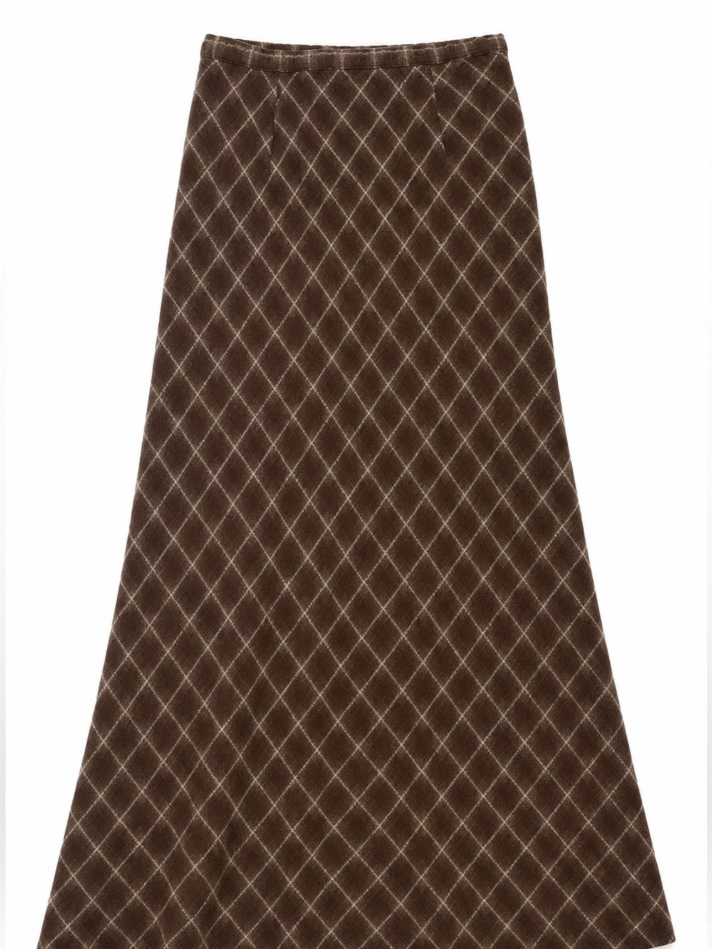 Vintage GAP Brown Diamond-Grid Midi Skirt - Picture 1 of 6